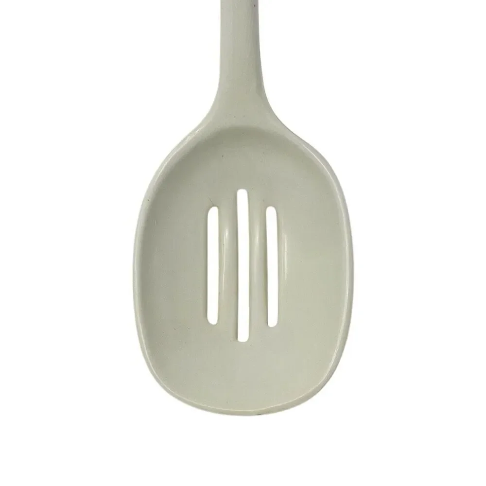 Melamine Ware White Slotted Spoon Vintage Kitchen Utensil Made In Taiwan Used